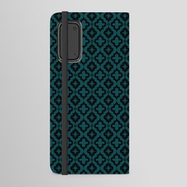 Teal Blue and Black Ornamental Arabic Pattern Android Wallet Case