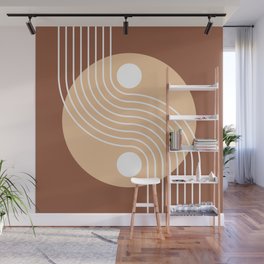 Geometric Lines and Shapes 21 in Terracotta and Beige Wall Mural