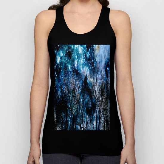 Black Trees Teal Space Unisex Tank Top