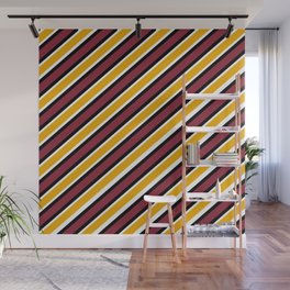 TEAM COLORS 1…Maroon Gold black and white diagonal stripe Wall Mural