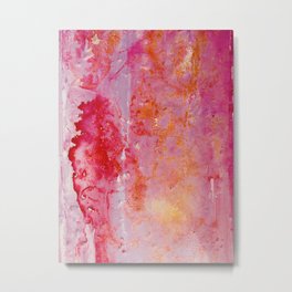Hibiscus Talk  Metal Print | Mix, Painting, Abstract, Oranges, Oil, Pinks, Fluid, Pink, Magenta, Watercolor 