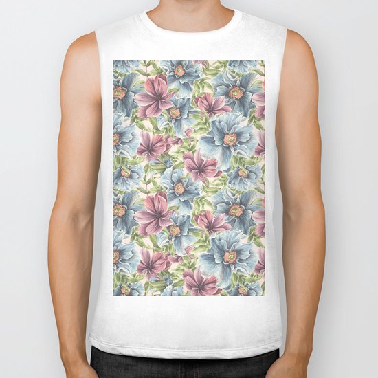 Hibiscus Vintage Pattern Biker Tank