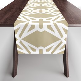 Warm Beige and White Geometric Shape Tile Pattern Pairs Dulux 2022 Popular Colour Cardamom Pod Table Runner