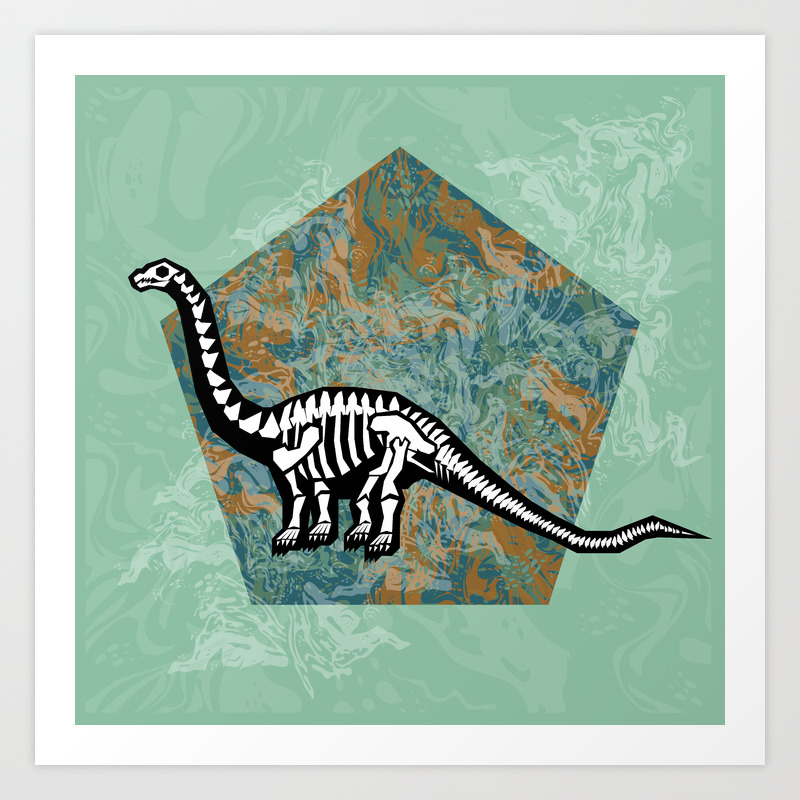 Brachiosaurus Fossil Art Print by chobopop | Society6