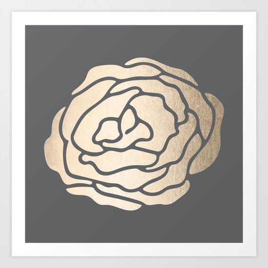 Rose in White Gold Sands on Storm Gray Art Print