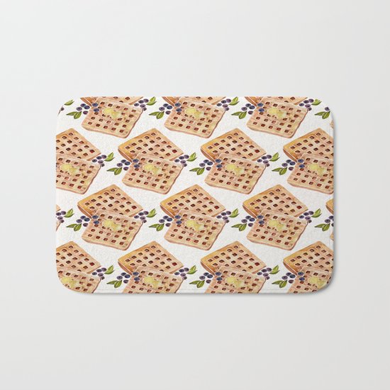 Blueberry Breakfast Waffles Bath Mat