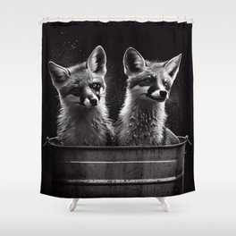 Bath Time for Foxes Shower Curtain