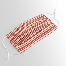 [ Thumbnail: Bisque & Red Colored Lines Pattern Face Mask ]