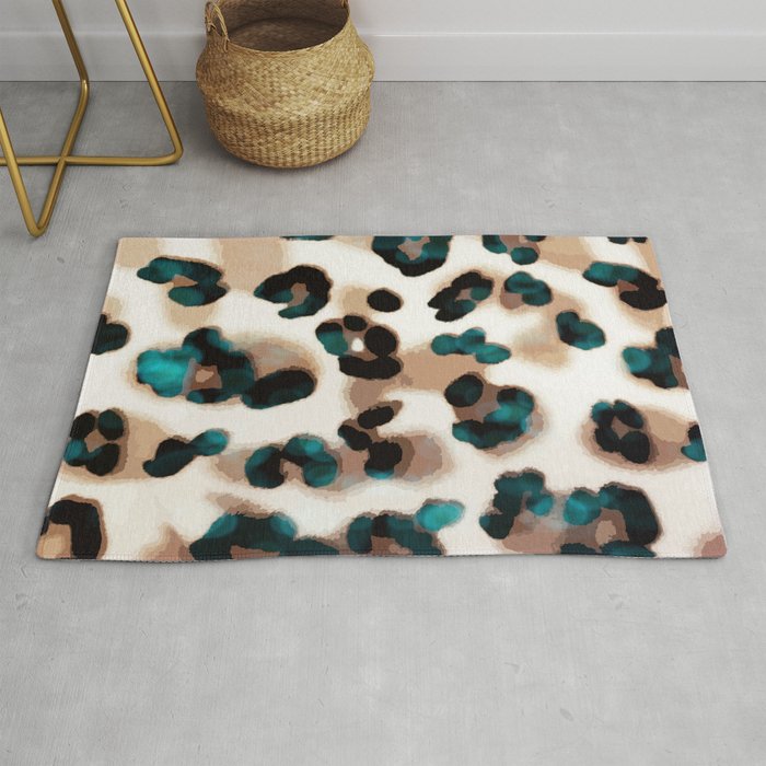 Leopard spots with turquoise twist Rug