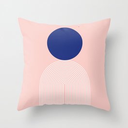 Abstraction_BLUE_SUN_LINE_POP_ART_Minimalism_0991A Throw Pillow
