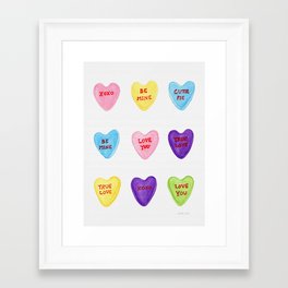 Candy Hearts Colorful  Framed Art Print