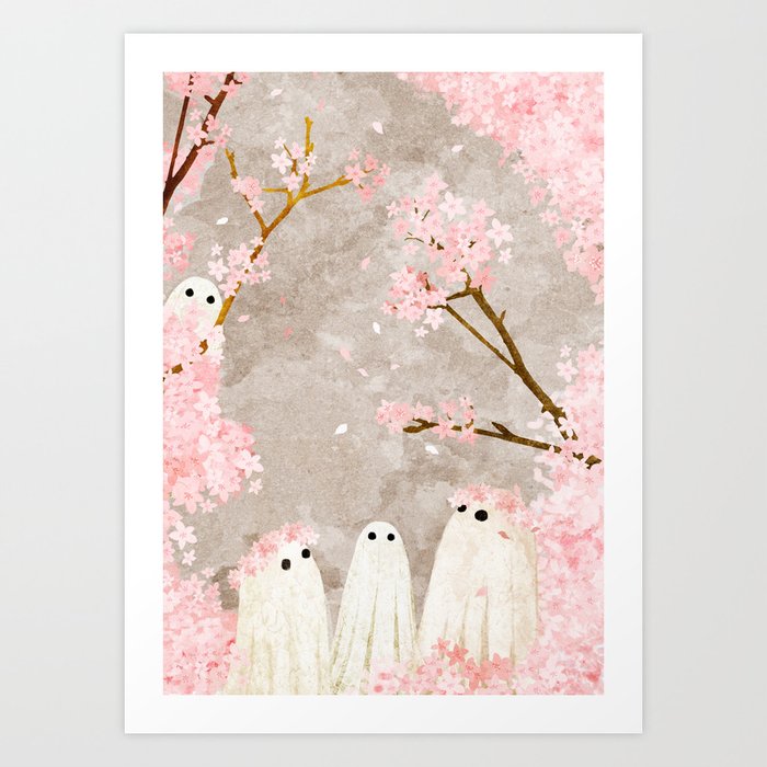 Cherry Blossom Party Art Print by Katherine Blower Illustrator Designer