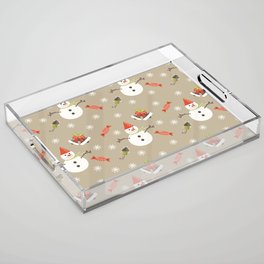 Christmas Pattern Retro Snowman Candy Rocket Acrylic Tray