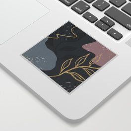 Abstract gold background with hand drawn leaf texture Sticker