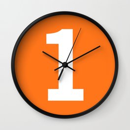 Number 1 (White & Orange) Wall Clock