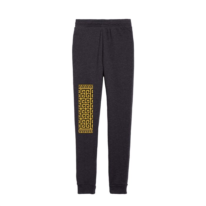 Greek Key (Light Orange & Black Pattern) Kids Joggers