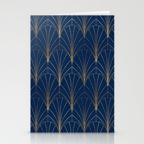 Art Deco Waterfalls // Navy Blue Stationery Cards