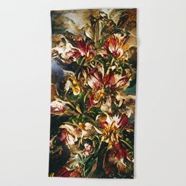 Alstroemeria bouquet baroque oil painting Beach Towel