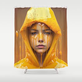 Woman covered with honey, digital drawing with oil paint finish. Shower Curtain