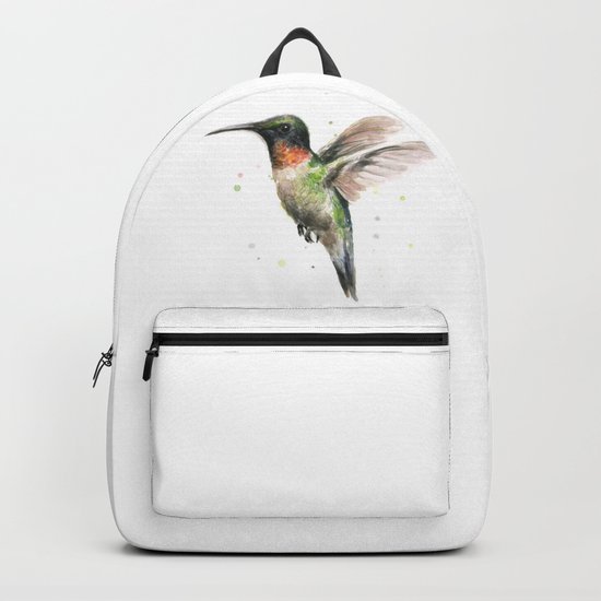 Hummingbird Watercolor Bird Animal Ruby Throated Backpack