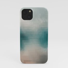 Abstract Pixelated Teal Lake and Mountain iPhone Case
