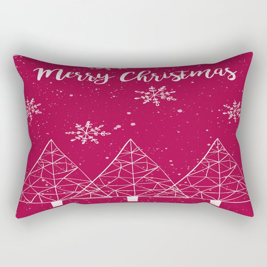 Merry Christmas Red And White Rectangular Pillow