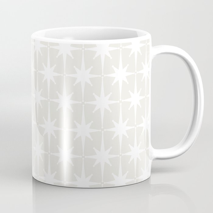 Midcentury Modern Atomic Starburst Pattern in Pale Beige Greige and White Coffee Mug
