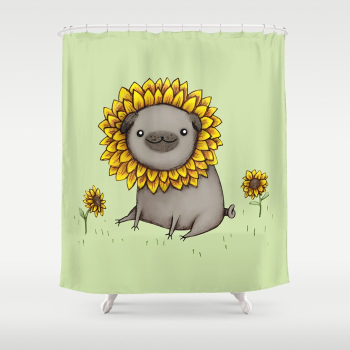 Pugflower Shower Curtain