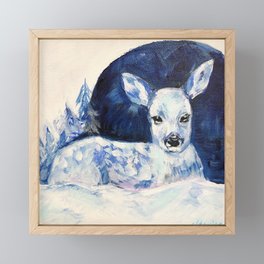 Snow Deer Framed Mini Art Print