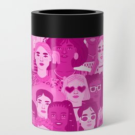 Pink woman people cartoon character seamless pattern Can Cooler