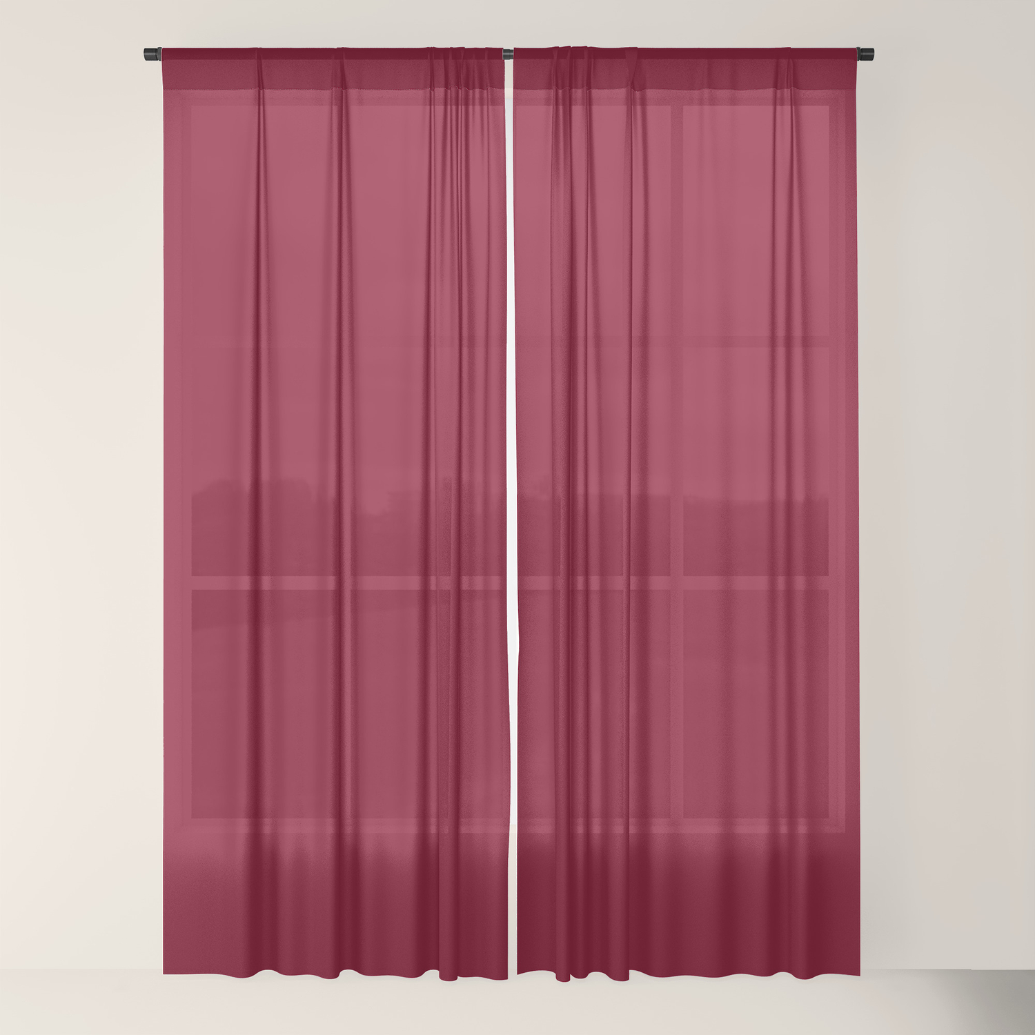 Burgundy Solid Color Sheer Curtain By Roneric Society6
