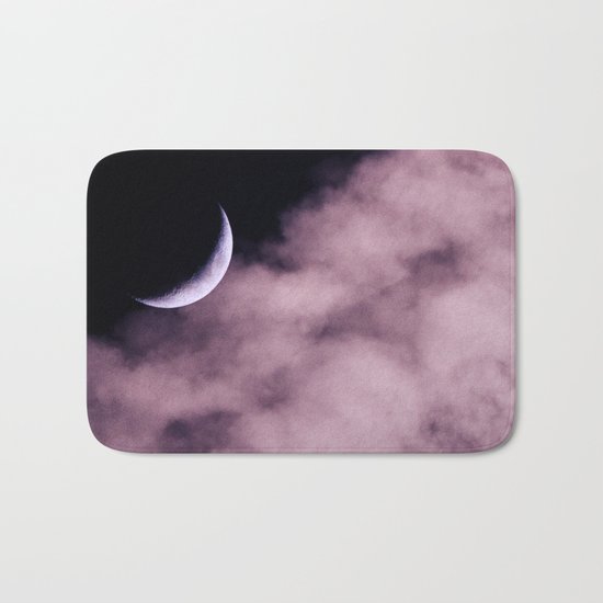 Crescent Moon On A Fluffy Pillow Bath Mat