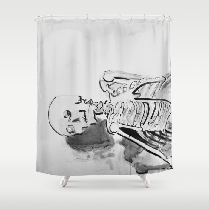 Skeletal Study Ink Drawing Of An, Skeleton Shower Curtain