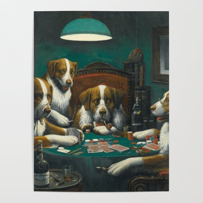Dogs Playing Poker, Cassius Marcellus Coolidge Poster