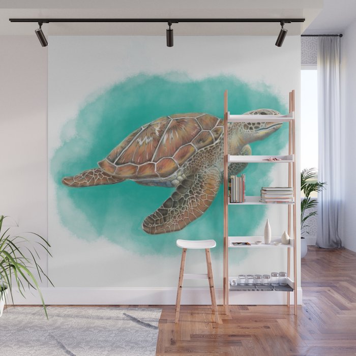 Sea Turtle Wall Mural By Calyxstudio Society6 Sea Turtle Wall Mural By Calyxstudio