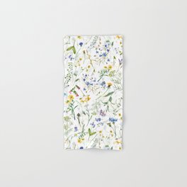 Scandinavian Midsummer Blue And Yellow Wildflowers Meadow  Hand & Bath Towel