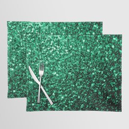 Emerald Green faux glitter sparkles Placemat