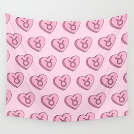 Taurus Candy Hearts Wall Tapestry