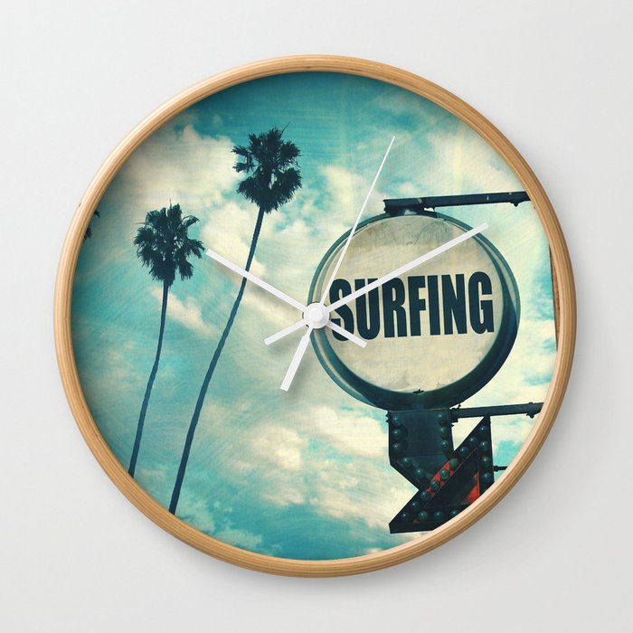 Surfing Sign Wall Clock