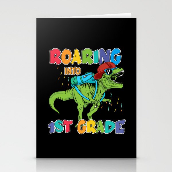 First grade dinosaur first day of school Stationery Cards