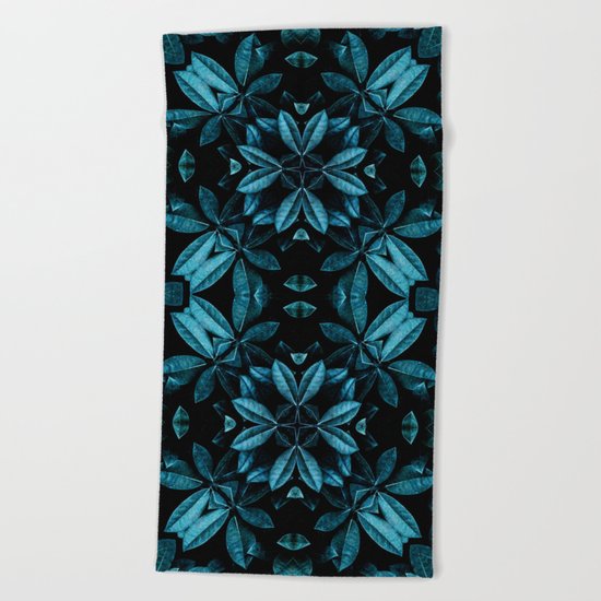 TEAL LEAVES MANDALA Beach Towel