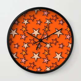 y2k-star orange Wall Clock