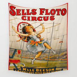 Vintage Sells Floto Circus Ad Wall Tapestry