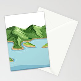 Mountain-Lake-Relaxing-Green-and-Blue-Landscape Stationery Card