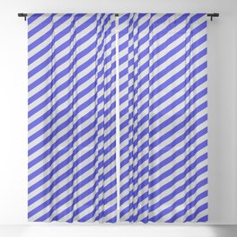[ Thumbnail: Blue & Light Grey Colored Stripes Pattern Sheer Curtain ]