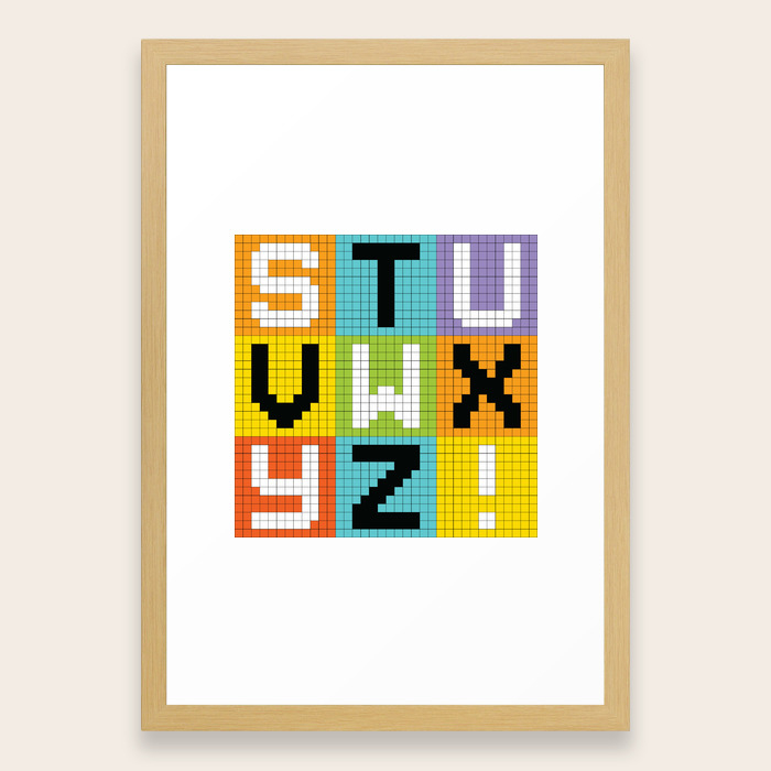 Pixel Alphabet Letters Stu Vwx Yz Framed Art Print By Wongstock Society6