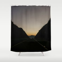 Mexico Photography - Road In The Dark Going Towards The Sunset Shower Curtain