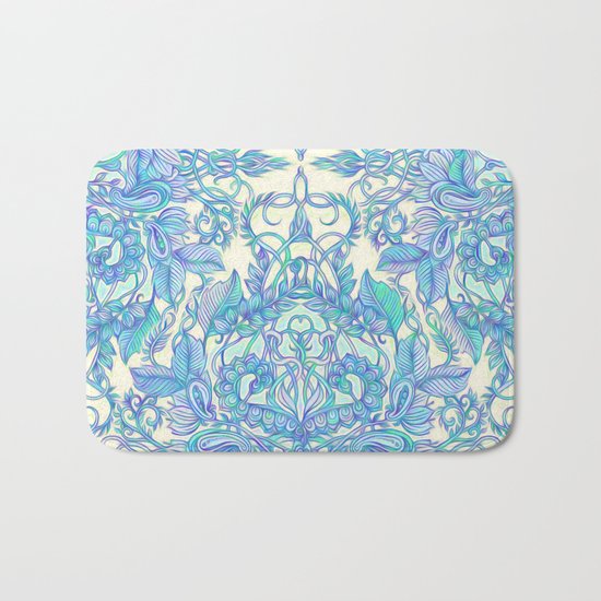 Lilac, Mint & Aqua Art Nouveau Pattern Bath Mat