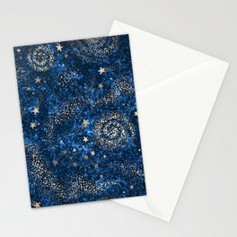 Magical Starry Night Sky Golden Cosmic Swirls Stationery Card