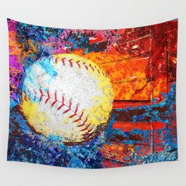 Colorful Baseball Art Wall Tapestry